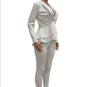 Plus size white pants suit